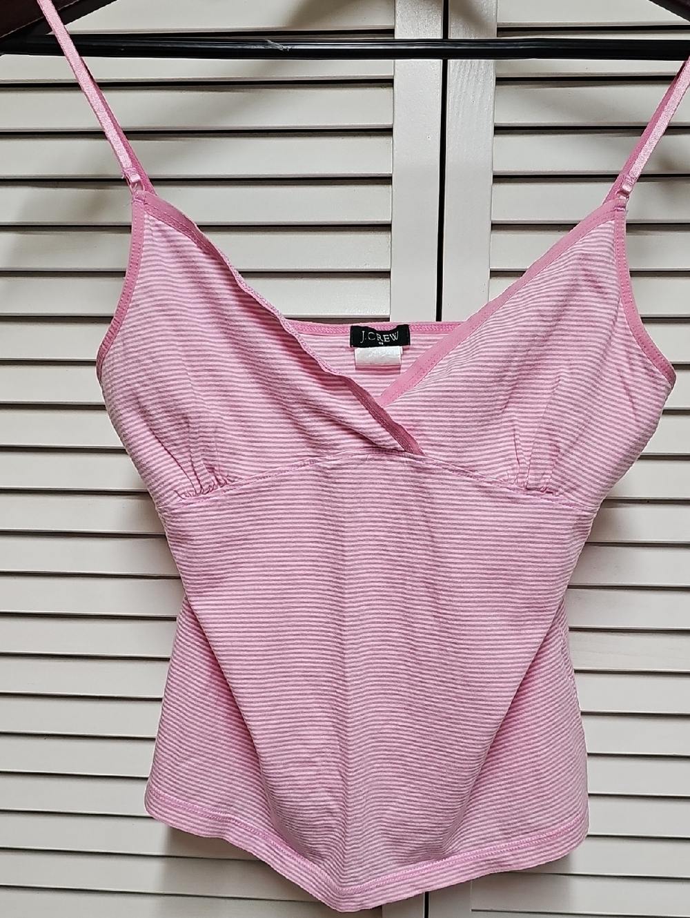 Like New Vintage 100% Cotton J. Crew Pink Striped Cami Top Adj Straps Lined Cups